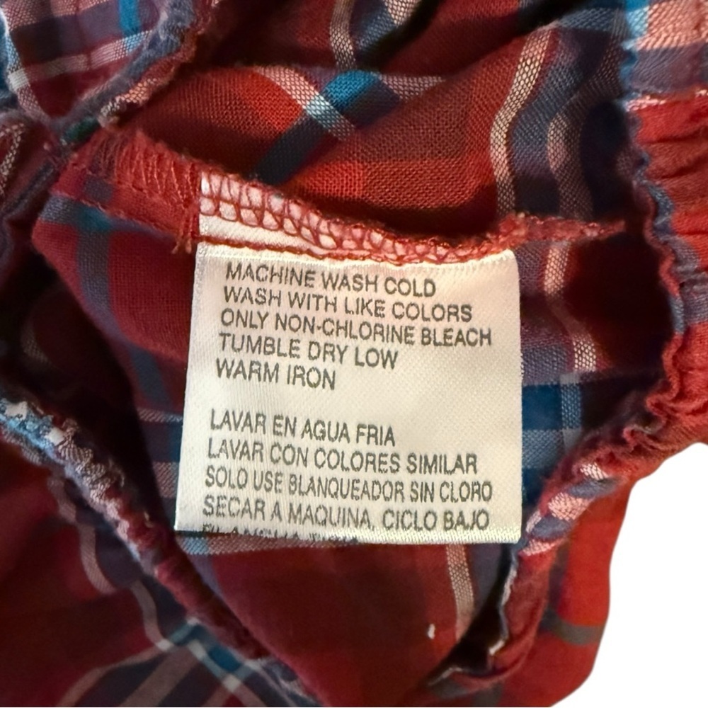 French Toast Red Blue Plaid Button Front Baby Romper 9M - Picture 4 of 4